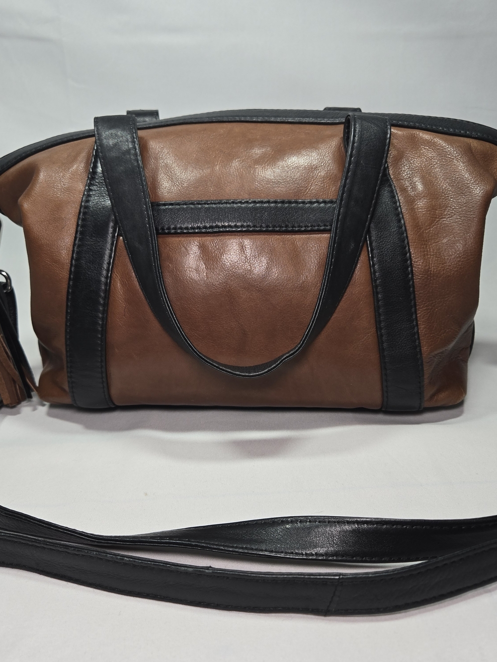 ili New York Satchel Hobo Bag Brown Black Leather Crossbody